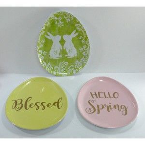 3 Rachel Ashwel The Prairie Melamine Egg Shaped Oval Spring Plates Set ashwell